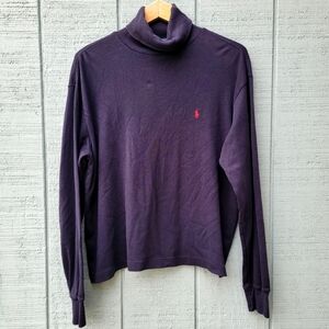 y2k Ralph Lauren 100% Cotton Turtleneck Embroidered Logo size XL Navy